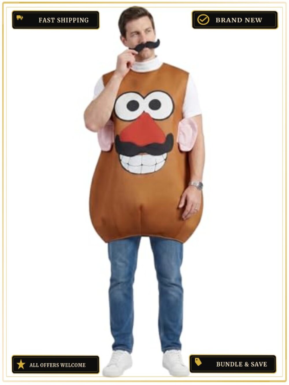 Mr Mrs Potato Costume Adult Unisex Polyester Tunic Halloween Cosplay Set